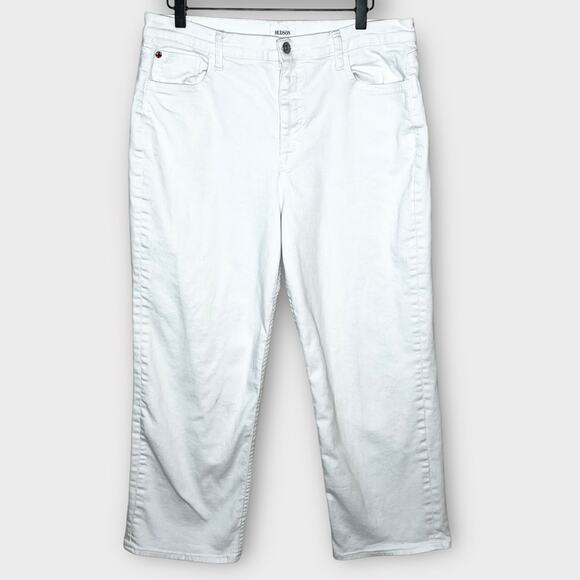 HUDSON Noa Mid Rise Straight Crop White Denim Jeans Size 32 - Picture 2 of 6